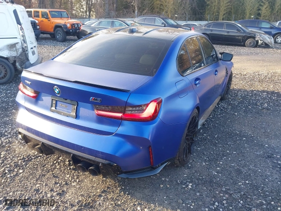 2025 BMW M3 Competition xDrive with VIN WBS33HJ05SFT74162, listed as a IAAI auction lot 41609207 with 2,912 mi miles. Bid and sale history available at carsss.com. Image 4.