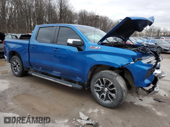 2022 Chevrolet Silverado 1500 LT with VIN 3GCUDDEDXNG595743, listed as a Copart auction lot 84348264 with Not Provided miles and Salvage Title. Bid and sale history available at DreamBid. Image 4.