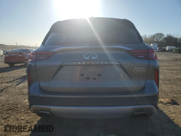 2019 Infiniti QX50 Essential with VIN 3PCAJ5M39KF117065, listed as a Copart auction lot 50702595 with 95,899 mi miles and Salvage title. Bid and sale history available at DreamBid. Image 6.