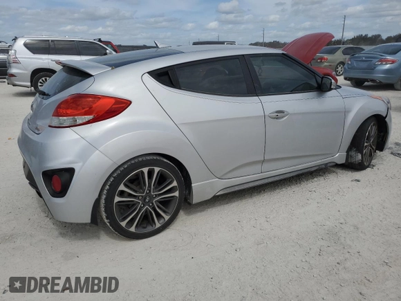 2016 Hyundai Veloster Turbo with VIN KMHTC6AEXGU255318, listed as a Copart auction lot 77101544 with 0 mi miles and Salvage Title. Bid and sale history available at carsss.com. Image 3.