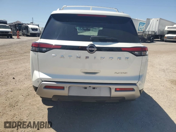 2023 Nissan Pathfinder Platinum with VIN 5N1DR3DH9PC211372, listed as a Copart auction lot 58107804 with 10,215 mi miles and Salvage title. Bid and sale history available at DreamBid. Image 6.
