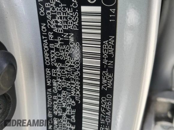 2017 Toyota Prius Plus z VIN JTDKARFP3H3036385, wystawiony jako Copart lot #46712255 z przebiegiem 145 611 mil mil oraz Szkoda całkowita • Salvage title. Historia ofert i sprzedaży dostępna na DreamBid. Obrazek 13.