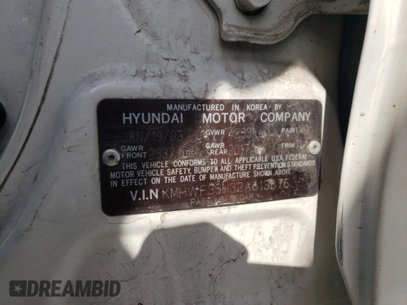 2002 Hyundai Sonata GLS with VIN KMHWF35H32A613876, listed as a Copart auction lot 81847494 with 119,892 mi miles and Salvage Title. Bid and sale history available at carsss.com. Image 14.