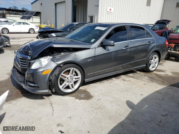 2012 Mercedes-Benz E-Class E 350 Luxury with VIN WDDHF5KBXCA640265, listed as a Copart auction lot 48799755 with 105,194 mi miles and Salvage Title. Bid and sale history available at carsss.com. Image 1.