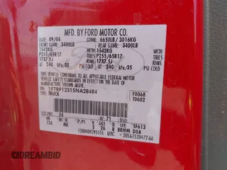 2005 Ford F-150 XL with VIN 1FTRF12515NA28484, listed as a IAAI auction lot 41812816 with 164,163 mi miles. Bid and sale history available at carsss.com. Image 9.