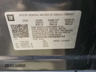 2019 Chevrolet Equinox LT with VIN 2GNAXUEV6K6246743, listed as a Copart auction lot 54349115 with 129,595 mi miles and Salvage Title. Bid and sale history available at DreamBid. Image 13.