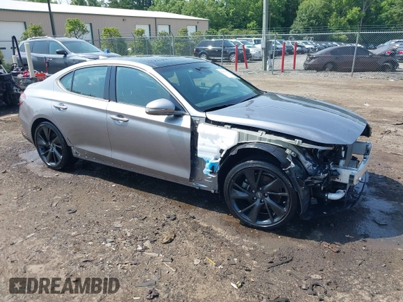 2023 Genesis G70 2.0T with VIN KMTG34TA2PU121151, listed as a IAAI auction lot 42425161 with 19,646 mi miles and . Bid and sale history available at DreamBid. Image 1.