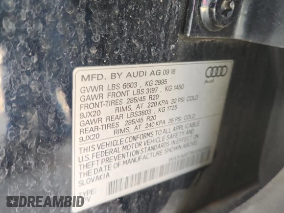 2017 Audi Q7 Prestige with VIN WA1VAAF75HD029313, listed as a Copart auction lot 62296365 with 164,123 mi miles and Clean title. Bid and sale history available at DreamBid. Image 13.
