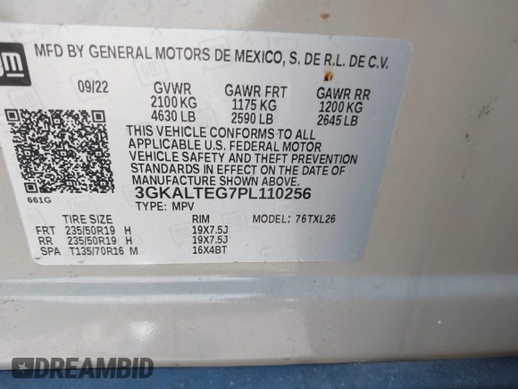 2023 GMC Terrain SLE with VIN 3GKALTEG7PL110256, listed as a IAAI auction lot 41400886 with 20,750 mi miles. Bid and sale history available at carsss.com. Image 9.