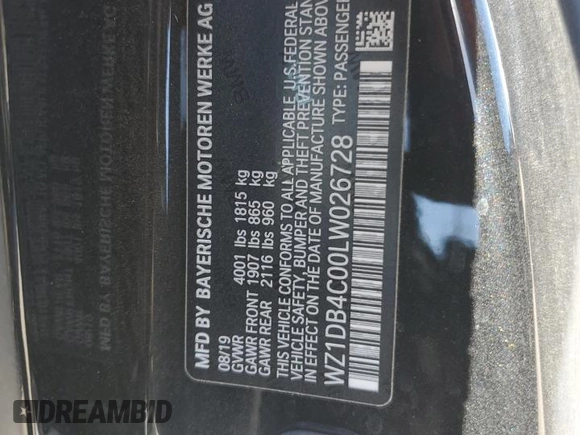 2020 Toyota GR Supra 3.0 with VIN WZ1DB4C00LW026728, listed as a Copart auction lot 76254554 with 19,815 mi miles and Non Repairable. Bid and sale history available at carsss.com. Image 13.