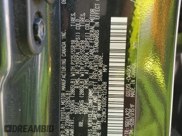 2009 Lexus RX 350 with VIN 2T2HK31U09C123408, listed as a Copart auction lot 52445575 with 175,006 mi miles and Clean Title. Bid and sale history available at DreamBid. Image 13.