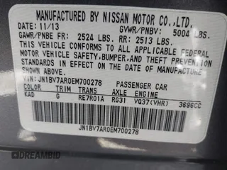 2014 Infiniti Q50 Premium z VIN JN1BV7AR0EM700278, wystawiony jako IAAI lot #42043943 z przebiegiem 107 369 mil mil oraz . Historia ofert i sprzedaży dostępna na DreamBid. Obrazek 9.