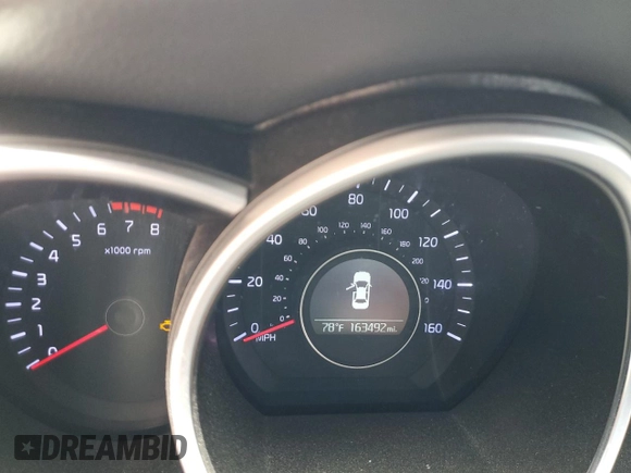 2015 Kia Optima LX with VIN 5XXGM4A77FG497139, listed as a Copart auction lot 49471235 with 163,492 mi miles and Salvage Title. Bid and sale history available at DreamBid. Image 9.