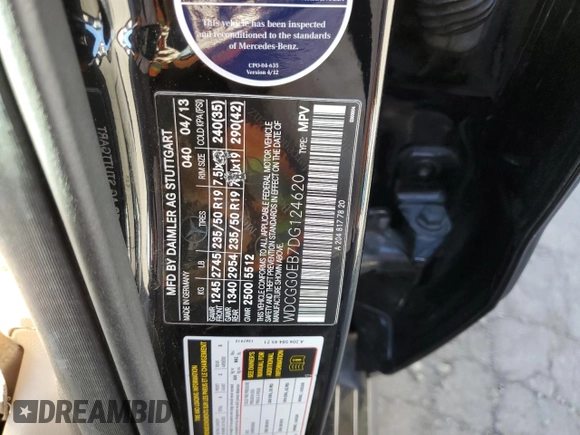 2013 Mercedes-Benz GLK 250 with VIN WDCGG0EB7DG124620, listed as a Copart auction lot 87554045 with 202,485 mi miles and Clean Title. Bid and sale history available at DreamBid. Image 12.