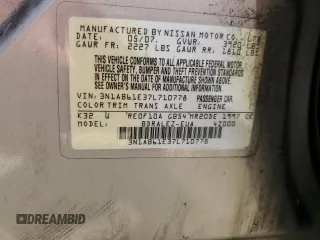 2007 Nissan Sentra S with VIN 3N1AB61E37L710778, listed as a Copart auction lot 65657125 with 118,528 mi miles and Clean title. Bid and sale history available at DreamBid. Image 12.