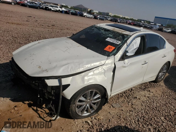 2015 Infiniti Q50 Premium with VIN JN1BV7ARXFM396992, listed as a Copart auction lot 71112754 with Not Provided miles and Salvage Title. Bid and sale history available at DreamBid. Image 1.
