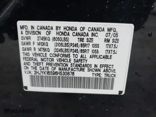 2006 Honda Ridgeline RTL with VIN 2HJYK16596H530876, listed as a IAAI auction lot 41906807 with 1 mi miles. Bid and sale history available at carsss.com. Image 9.