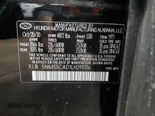 2020 Hyundai Santa Fe Limited with VIN 5NMS5CAD1LH295126, listed as a Copart auction lot 47003355 with 0 mi miles and Salvage Title. Bid and sale history available at carsss.com. Image 13.