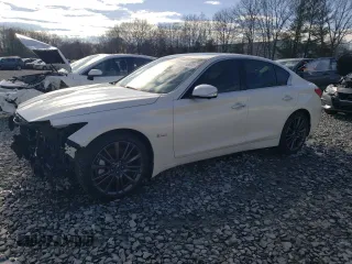 2016 Infiniti Q50 3.0t Red Sport 400 with VIN JN1FV7AR7GM451515, listed as a Copart auction lot 49716605 with 50,656 mi miles and Salvage Title. Bid and sale history available at carsss.com. Image 1.