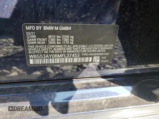 2021 BMW M3 with VIN WBS53AY06MFL37453, listed as a Copart auction lot 44033564 with 21,598 mi miles and Salvage Title. Bid and sale history available at carsss.com. Image 13.