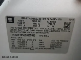 2012 GMC Terrain SLE-2 with VIN 2GKFLTE58C6305513, listed as a Copart auction lot 50944395 with 93,959 mi miles and Salvage Title. Bid and sale history available at carsss.com. Image 13.