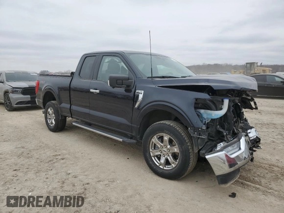 2021 Ford F-150 XL with VIN 1FTEX1EP2MFC25567, listed as a Copart auction lot 44474135 with 27,863 mi miles and Salvage title. Bid and sale history available at DreamBid. Image 4.