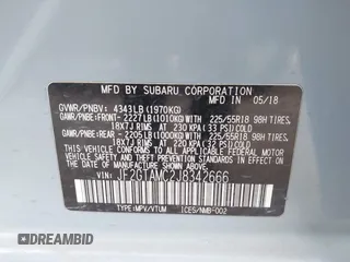 2018 Subaru Crosstrek Limited с VIN JF2GTAMC2J8342666, выставлен на аукционе IAAI как лот 41837878 с пробегом 125 320 миль миль и . История ставок и продаж доступна на DreamBid. Изображение 9.