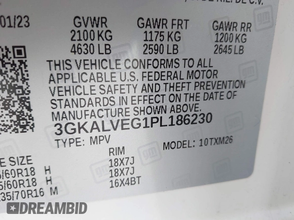 2023 GMC Terrain SLT with VIN 3GKALVEG1PL186230, listed as a IAAI auction lot 41479357 with 36,173 mi miles and . Bid and sale history available at carsss.com. Image 9.