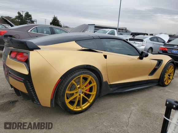 2017 Chevrolet Corvette Grand Sport 1LT with VIN 1G1YW2D79H5105602, listed as a Copart auction lot 42598795 with 34,380 mi miles and Salvage Title. Bid and sale history available at carsss.com. Image 3.