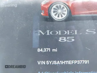 2014 Tesla Model S 60 with VIN 5YJSA1H11EFP37791, listed as a IAAI auction lot 41995504 with 84,371 mi miles and . Bid and sale history available at DreamBid. Image 15.