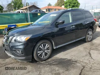 2019 Nissan Pathfinder SV with VIN 5N1DR2MN3KC608049, listed as a Copart auction lot 59943475 with 76,444 mi miles and Salvage title. Bid and sale history available at DreamBid. Image 1.