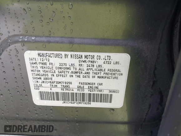 2013 Infiniti G37 Journey with VIN JN1CV6AP3DM719256, listed as a IAAI auction lot 42186950 with 81,898 mi miles and . Bid and sale history available at DreamBid. Image 9.