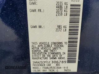 2020 Nissan LEAF SV with VIN 1N4AZ1CP7LC306789, listed as a Copart auction lot 57294585 with 55,326 mi miles and Salvage title. Bid and sale history available at DreamBid. Image 13.