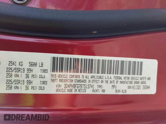 2011 Dodge Journey LUX with VIN 3D4PH9FG7BT513741, listed as a IAAI auction lot 42571478 with Not provided miles and . Bid and sale history available at DreamBid. Image 9.