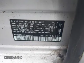 2014 Volkswagen Golf с VIN WVWDB7AJ0EW009796, выставлен на аукционе IAAI как лот 42467183 с пробегом 159 076 миль миль и . История ставок и продаж доступна на DreamBid. Изображение 9.