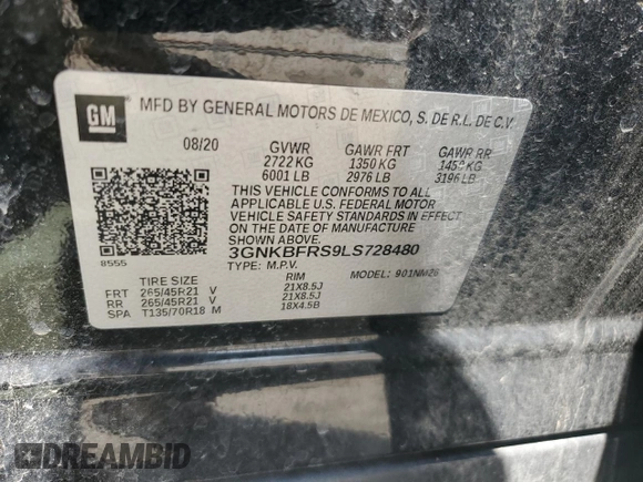 2020 Chevrolet Blazer Premier z VIN 3GNKBFRS9LS728480, wystawiony jako Copart lot #63208855 z przebiegiem 80 622 mil mil oraz Szkoda całkowita • Salvage title. Historia ofert i sprzedaży dostępna na DreamBid. Obrazek 13.