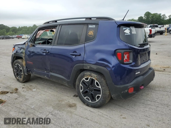 2017 Jeep Renegade Trailhawk z VIN ZACCJBCB2HPF59817, wystawiony jako Copart lot #61259205 z przebiegiem 75 899 mil mil oraz Szkoda całkowita • Salvage title. Historia ofert i sprzedaży dostępna na DreamBid. Obrazek 2.