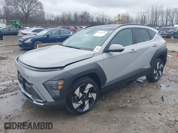 2024 Hyundai Kona Limited with VIN KM8HECA33RU040170, listed as a IAAI auction lot 42116620 with 6,810 mi miles and . Bid and sale history available at carsss.com. Image 2.