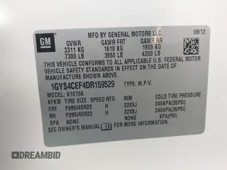 2013 Cadillac Escalade Premium with VIN 1GYS4CEF4DR159529, listed as a IAAI auction lot 41363154 with 204,993 mi miles. Bid and sale history available at carsss.com. Image 9.