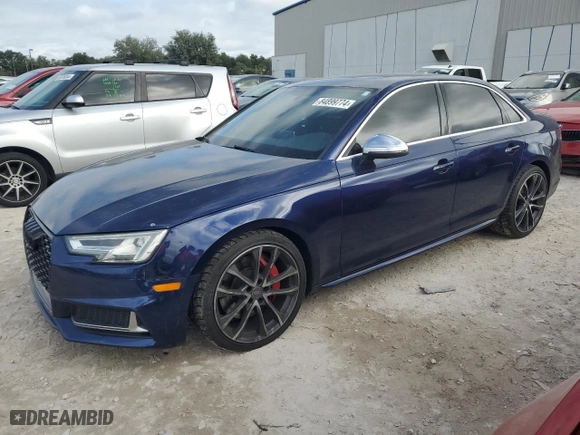 2018 Audi S4 Prestige with VIN WAUC4AF47JA050095, listed as a Copart auction lot 84899774 with 53,117 mi miles and Salvage Title. Bid and sale history available at carsss.com. Image 1.