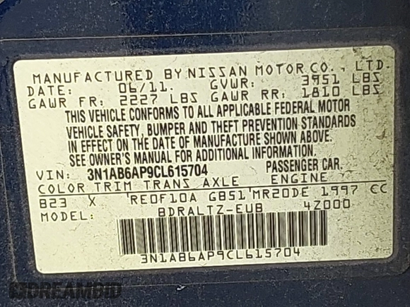 2012 Nissan Sentra SR with VIN 3N1AB6AP9CL615704, listed as a IAAI auction lot 42243157 with 145,301 mi miles and . Bid and sale history available at DreamBid. Image 9.