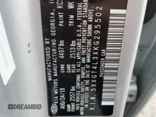 2019 Kia Optima LX with VIN 5XXGT4L3XKG295502, listed as a Copart auction lot 47432955 with 83,147 mi miles and Clean Title. Bid and sale history available at carsss.com. Image 12.