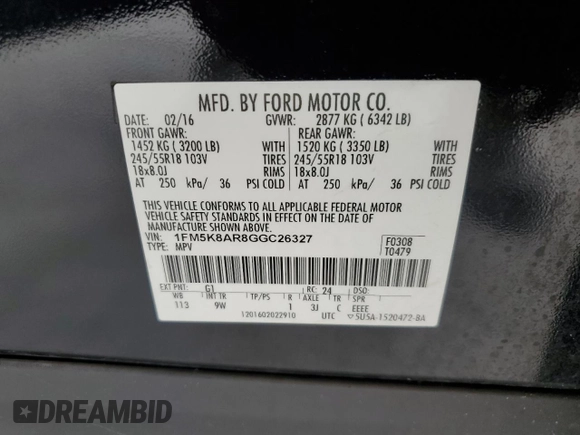2016 Ford Utility Police Interceptor with VIN 1FM5K8AR8GGC26327, listed as a Copart auction lot 84211204 with 0 mi miles and Salvage Title. Bid and sale history available at carsss.com. Image 13.