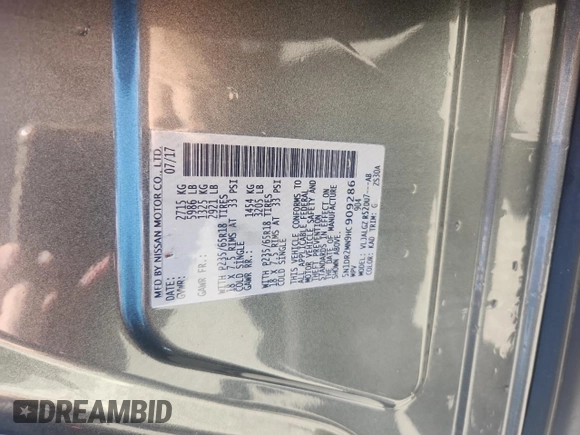 2017 Nissan Pathfinder SL z VIN 5N1DR2MN9HC909286, wystawiony jako Copart lot #58254495 z przebiegiem 80 084 mil mil oraz Szkoda całkowita • Salvage title. Historia ofert i sprzedaży dostępna na DreamBid. Obrazek 10.
