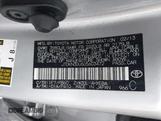 2013 Toyota Prius One with VIN JTDKN3DU6D5603472, listed as a IAAI auction lot 41808870 with 213,784 mi miles. Bid and sale history available at carsss.com. Image 9.