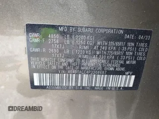 2023 Subaru Outback Premium с VIN 4S4BTACC4P3208687, выставлен на аукционе IAAI как лот 42445534 с пробегом 28 942 миль миль и . История ставок и продаж доступна на DreamBid. Изображение 9.