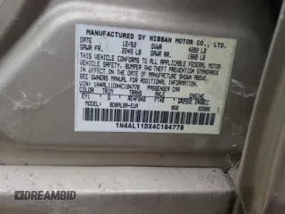 2004 Nissan Altima S with VIN 1N4AL11DX4C184778, listed as a Copart auction lot 42432394 with Not provided miles and Non repairable. Bid and sale history available at DreamBid. Image 12.