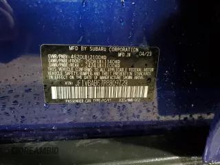 2023 Subaru WRX with VIN JF1VBAB67P8809729, listed as a Copart auction lot 51065505 with 13,023 mi miles and Salvage title. Bid and sale history available at DreamBid. Image 13.