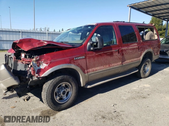 2004 Ford Excursion Eddie Bauer с VIN 1FMSU45P24EA16957, выставлен на аукционе Copart как лот 87872685 с пробегом 92 621 миль миль и На запчасти • Non repairable. История ставок и продаж доступна на DreamBid. Изображение 1.