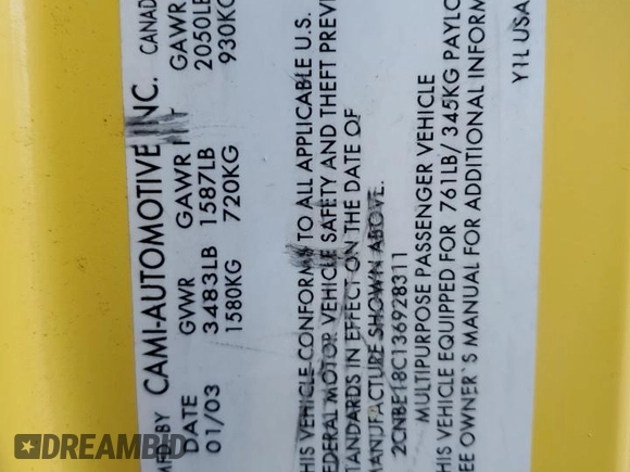 2003 Chevrolet Tracker z VIN 2CNBE18C136928311, wystawiony jako Copart lot #84463154 z przebiegiem 118 195 mil mil oraz Szkoda całkowita • Salvage title. Historia ofert i sprzedaży dostępna na DreamBid. Obrazek 14.